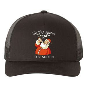 Christmas Weed With Santa Claus Smoking A Joint Funny Xmas Yupoong Adult 5-Panel Trucker Hat