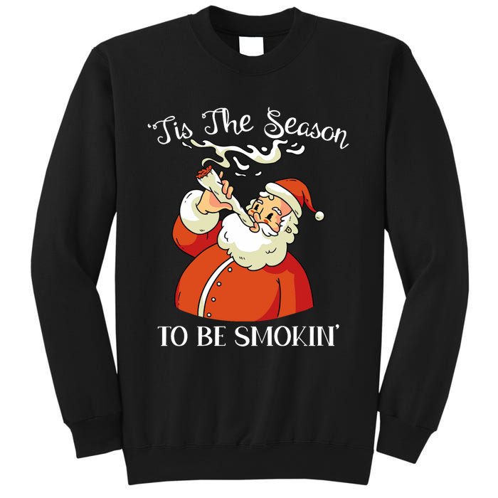 Christmas Weed With Santa Claus Smoking A Joint Funny Xmas Sweatshirt