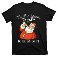 Christmas Weed With Santa Claus Smoking A Joint Funny Xmas T-Shirt