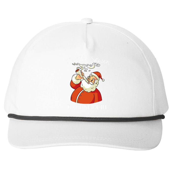 Christmas Weed With Santa Claus Smoking A Joint Funny Xmas Snapback Five-Panel Rope Hat