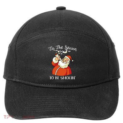 Christmas Weed With Santa Claus Smoking A Joint Funny Xmas 7-Panel Snapback Hat