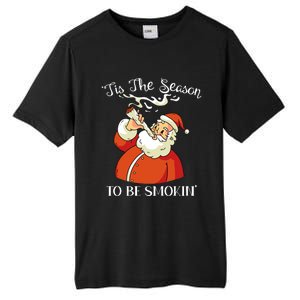 Christmas Weed With Santa Claus Smoking A Joint Funny Xmas Tall Fusion ChromaSoft Performance T-Shirt