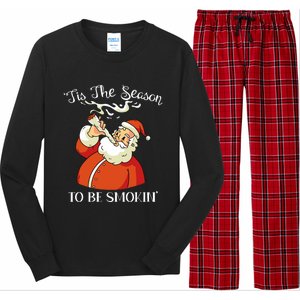 Christmas Weed With Santa Claus Smoking A Joint Funny Xmas Long Sleeve Pajama Set