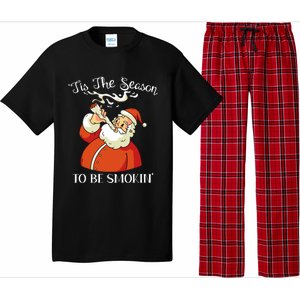 Christmas Weed With Santa Claus Smoking A Joint Funny Xmas Pajama Set