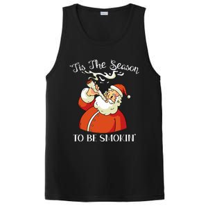 Christmas Weed With Santa Claus Smoking A Joint Funny Xmas PosiCharge Competitor Tank