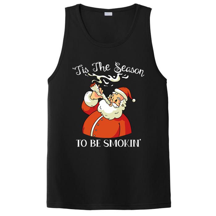 Christmas Weed With Santa Claus Smoking A Joint Funny Xmas PosiCharge Competitor Tank