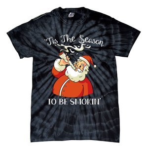 Christmas Weed With Santa Claus Smoking A Joint Funny Xmas Tie-Dye T-Shirt