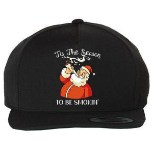 Christmas Weed With Santa Claus Smoking A Joint Funny Xmas Wool Snapback Cap