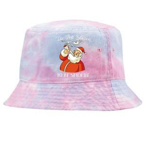 Christmas Weed With Santa Claus Smoking A Joint Funny Xmas Tie-Dyed Bucket Hat