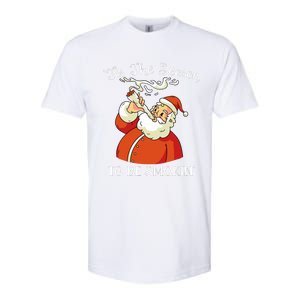 Christmas Weed With Santa Claus Smoking A Joint Funny Xmas Softstyle CVC T-Shirt