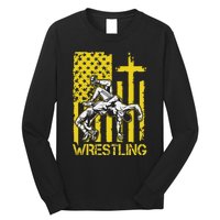 Christian Wrestling Wrestler American Usa Flag God Jesus Long Sleeve Shirt