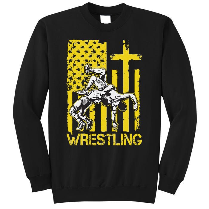 Christian Wrestling Wrestler American Usa Flag God Jesus Sweatshirt