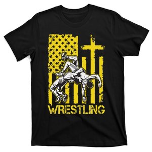 Christian Wrestling Wrestler American Usa Flag God Jesus T-Shirt