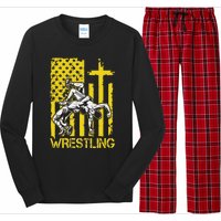 Christian Wrestling Wrestler American Usa Flag God Jesus Long Sleeve Pajama Set