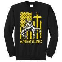 Christian Wrestling Wrestler American Usa Flag God Jesus Tall Sweatshirt