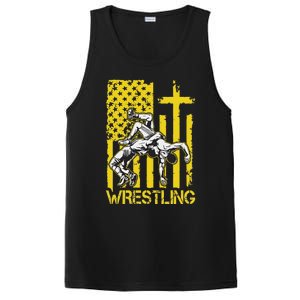 Christian Wrestling Wrestler American Usa Flag God Jesus PosiCharge Competitor Tank