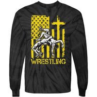 Christian Wrestling Wrestler American Usa Flag God Jesus Tie-Dye Long Sleeve Shirt