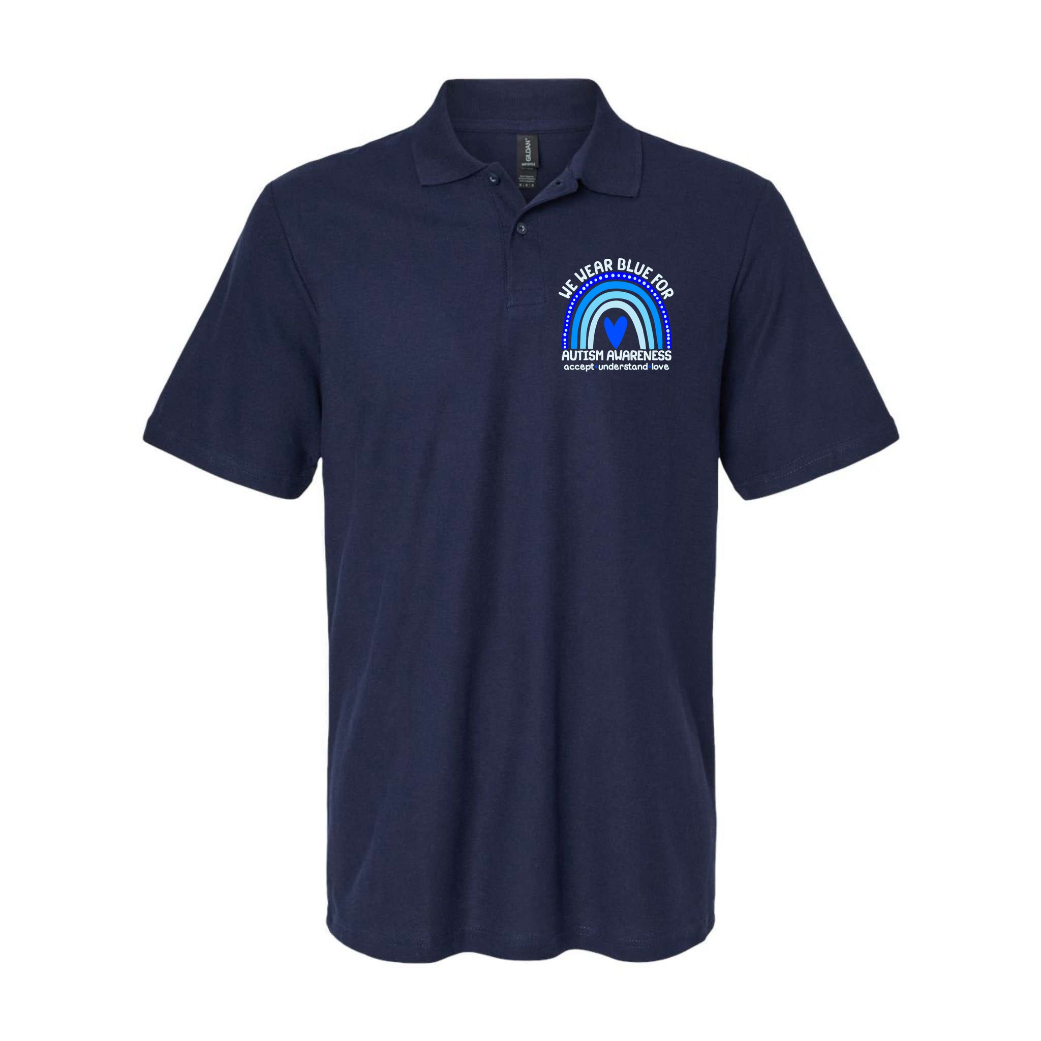 Cute We Wear Blue For Autism Awareness Accept Understand Love Polo