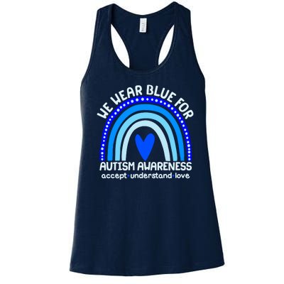 Cute We Wear Blue For Autism Awareness Accept Understand Love Women's Racerback Tank