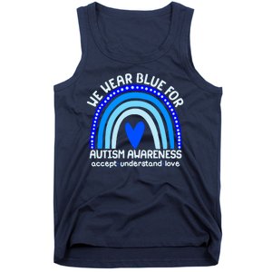 Cute We Wear Blue For Autism Awareness Accept Understand Love Tank Top