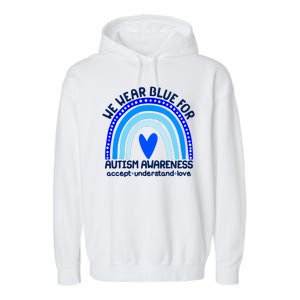 Cute We Wear Blue For Autism Awareness Accept Understand Love Garment-Dyed Fleece Hoodie