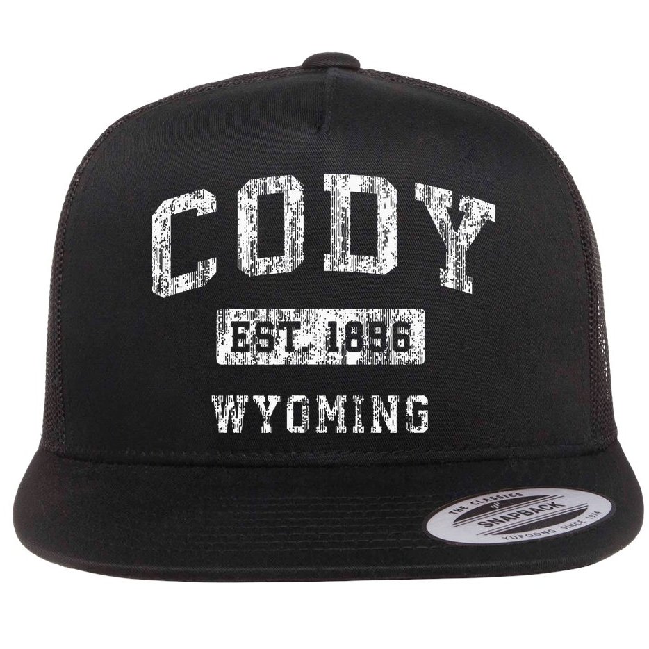 Cody Wyoming Wy Vintage Established Sports Flat Bill Trucker Hat