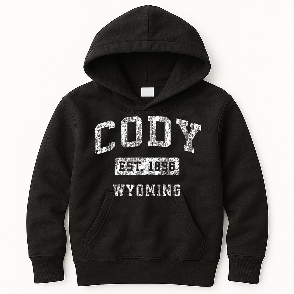 Cody Wyoming Wy Vintage Established Sports Kids Hoodie