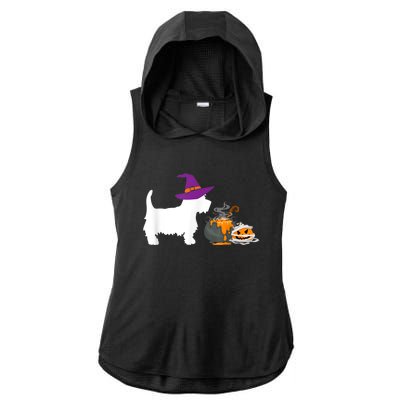 Cute Westie Wizard Hat Halloween Funny Dog Owner Costume Ladies PosiCharge Tri-Blend Wicking Draft Hoodie Tank