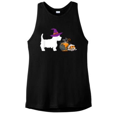 Cute Westie Wizard Hat Halloween Funny Dog Owner Costume Ladies PosiCharge Tri-Blend Wicking Tank