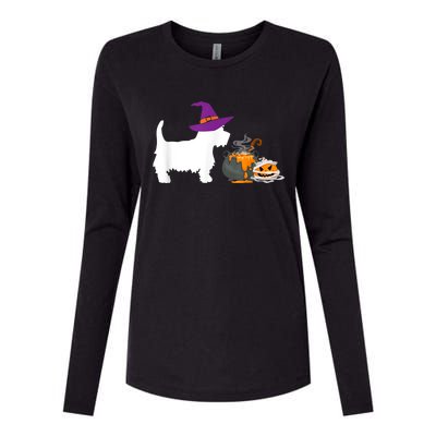 Cute Westie Wizard Hat Halloween Funny Dog Owner Costume Womens Cotton Relaxed Long Sleeve T-Shirt