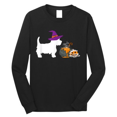 Cute Westie Wizard Hat Halloween Funny Dog Owner Costume Long Sleeve Shirt