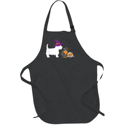 Cute Westie Wizard Hat Halloween Funny Dog Owner Costume Full-Length Apron With Pockets