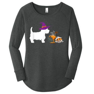 Cute Westie Wizard Hat Halloween Funny Dog Owner Costume Women's Perfect Tri Tunic Long Sleeve Shirt