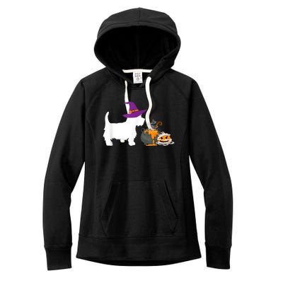 Cute Westie Wizard Hat Halloween Funny Dog Owner Costume Women's Fleece Hoodie