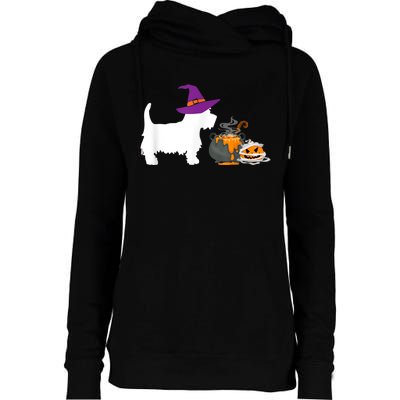 Cute Westie Wizard Hat Halloween Funny Dog Owner Costume Womens Funnel Neck Pullover Hood