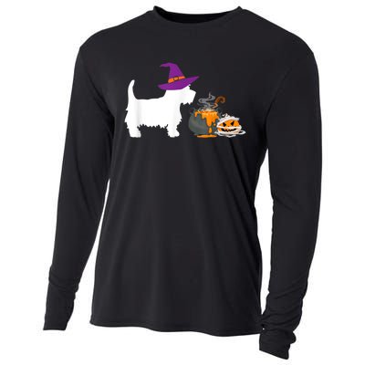 Cute Westie Wizard Hat Halloween Funny Dog Owner Costume Cooling Performance Long Sleeve Crew