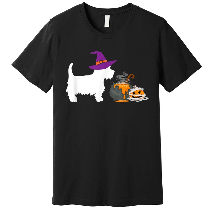 Cute Westie Wizard Hat Halloween Funny Dog Owner Costume Premium T-Shirt