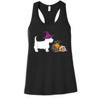 Cute Westie Wizard Hat Halloween Funny Dog Owner Costume Women's Racerback Tank