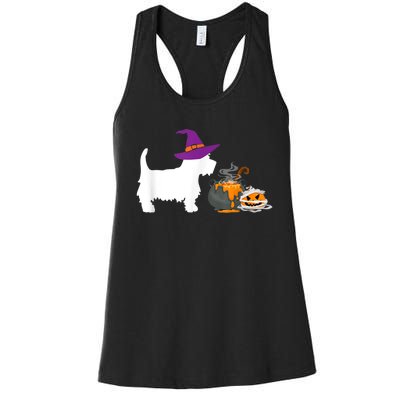 Cute Westie Wizard Hat Halloween Funny Dog Owner Costume Women's Racerback Tank