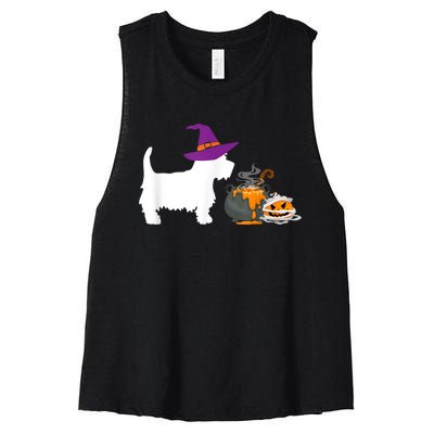 Cute Westie Wizard Hat Halloween Funny Dog Owner Costume Women's Racerback Cropped Tank