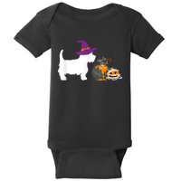 Cute Westie Wizard Hat Halloween Funny Dog Owner Costume Baby Bodysuit