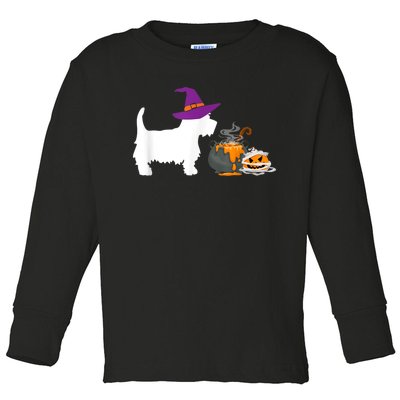 Cute Westie Wizard Hat Halloween Funny Dog Owner Costume Toddler Long Sleeve Shirt