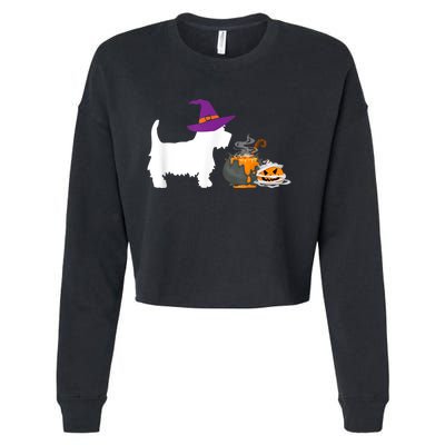 Cute Westie Wizard Hat Halloween Funny Dog Owner Costume Cropped Pullover Crew