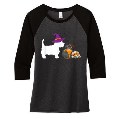 Cute Westie Wizard Hat Halloween Funny Dog Owner Costume Women's Tri-Blend 3/4-Sleeve Raglan Shirt