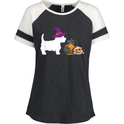 Cute Westie Wizard Hat Halloween Funny Dog Owner Costume Enza Ladies Jersey Colorblock Tee