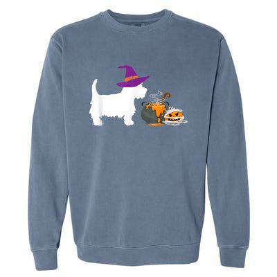 Cute Westie Wizard Hat Halloween Funny Dog Owner Costume Garment-Dyed Sweatshirt