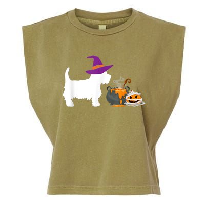 Cute Westie Wizard Hat Halloween Funny Dog Owner Costume Garment-Dyed Women's Muscle Tee