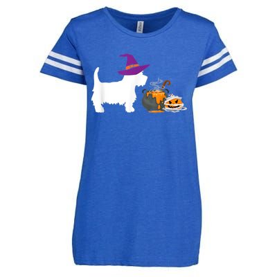 Cute Westie Wizard Hat Halloween Funny Dog Owner Costume Enza Ladies Jersey Football T-Shirt