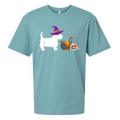 Cute Westie Wizard Hat Halloween Funny Dog Owner Costume Sueded Cloud Jersey T-Shirt