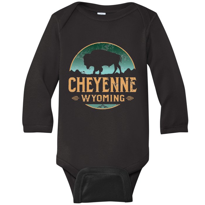 Cheyenne Wyoming WY Buffalo Bison Baby Long Sleeve Bodysuit